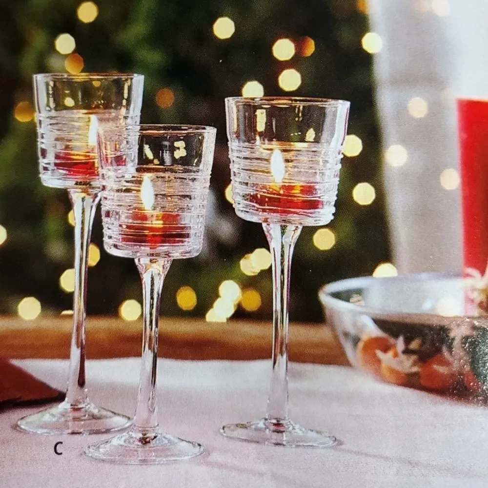 🔸️🔸️NIB PartyLite Clear Lines Votive Holder Trio - Picture 14 of 15